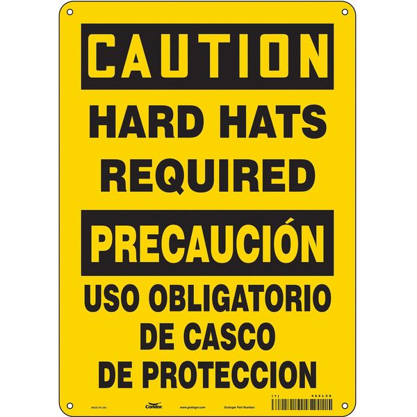 Safety Sign, 14 in Height, 10 in Width, Aluminum, Vertical Rectangle, English, Spanish, 466L58
