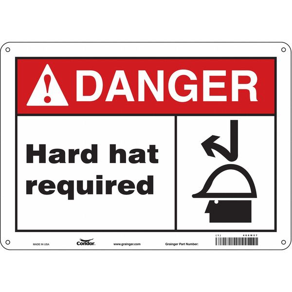 Safety Sign, 10 in Height, 14 in Width, Polyethylene, Horizontal Rectangle, English, 466M57