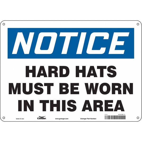 Safety Sign, 10 in Height, 14 in Width, Aluminum, Horizontal Rectangle, English, 466N11