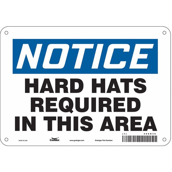 Safety Sign, 7 in Height, 10 in Width, Aluminum, Vertical Rectangle, English, 466N36