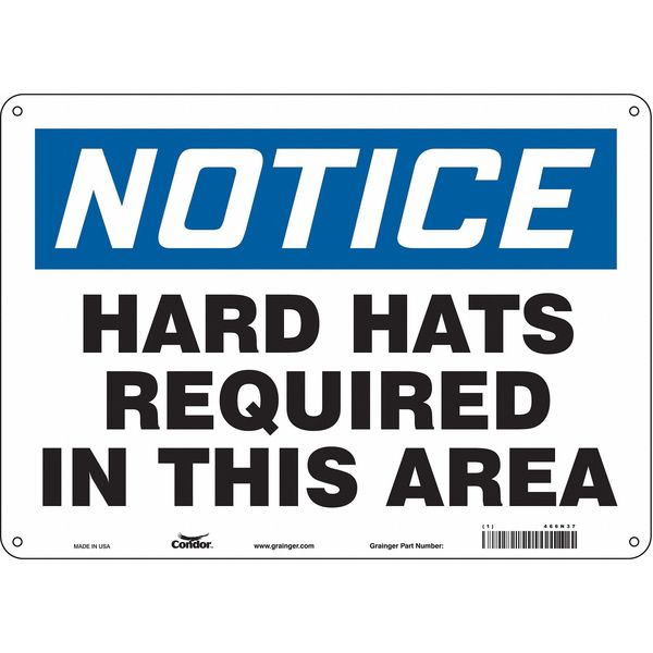 Safety Sign, 10 in Height, 14 in Width, Aluminum, Horizontal Rectangle, English, 466N37