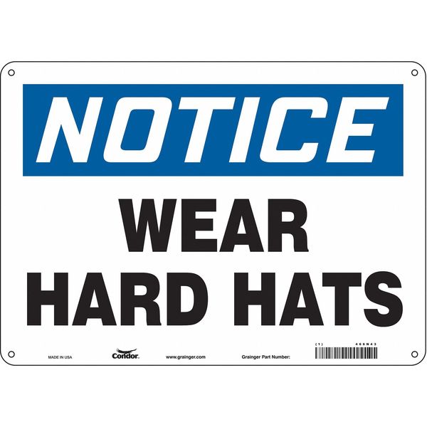 Safety Sign, 10 in Height, 14 in Width, Aluminum, Horizontal Rectangle, English, 466N43