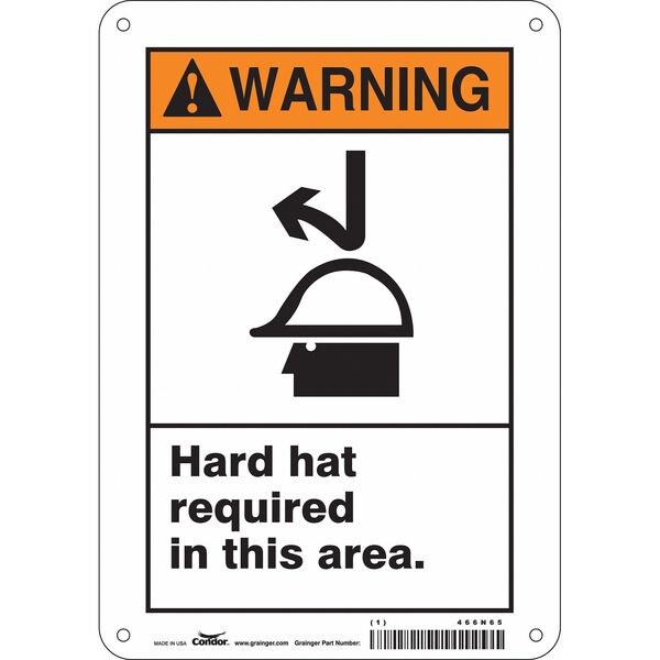 Safety Sign, 10 in Height, 7 in Width, Aluminum, Horizontal Rectangle, English, 466N65