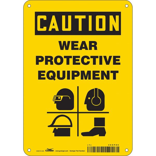 Safety Sign, 10 in Height, 7 in Width, Aluminum, Horizontal Rectangle, English, 466P86