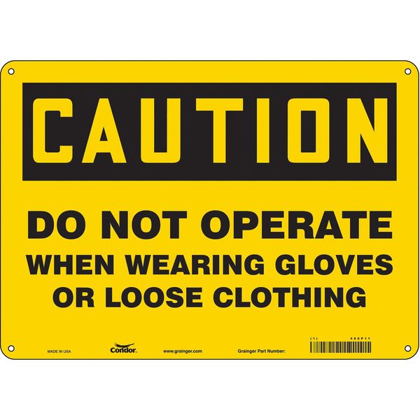 Safety Sign, 10 in Height, 14 in Width, Aluminum, Horizontal Rectangle, English, 466P11