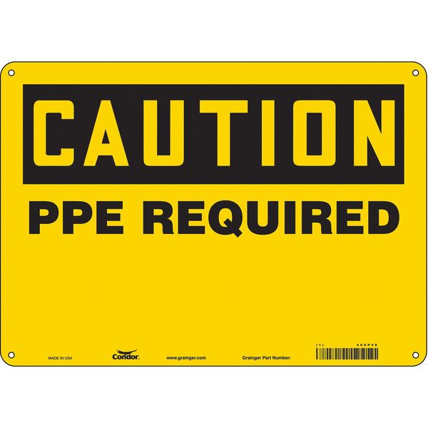 Safety Sign, 10 in Height, 14 in Width, Aluminum, Horizontal Rectangle, English, 466P48