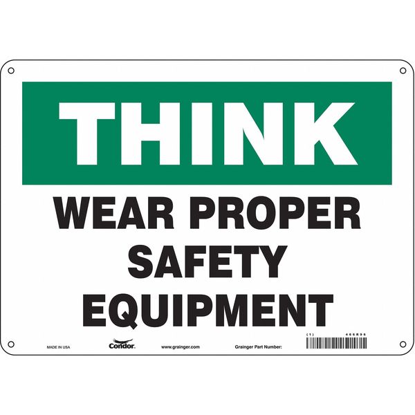 Safety Sign, 10 in Height, 14 in Width, Aluminum, Horizontal Rectangle, English, 466R96