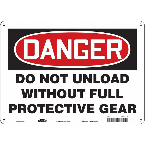 Safety Sign, 10 in Height, 14 in Width, Aluminum, Horizontal Rectangle, English, 466R15