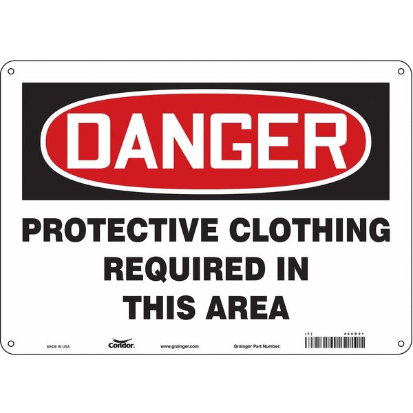 Safety Sign, 10 in Height, 14 in Width, Aluminum, Horizontal Rectangle, English, 466R21