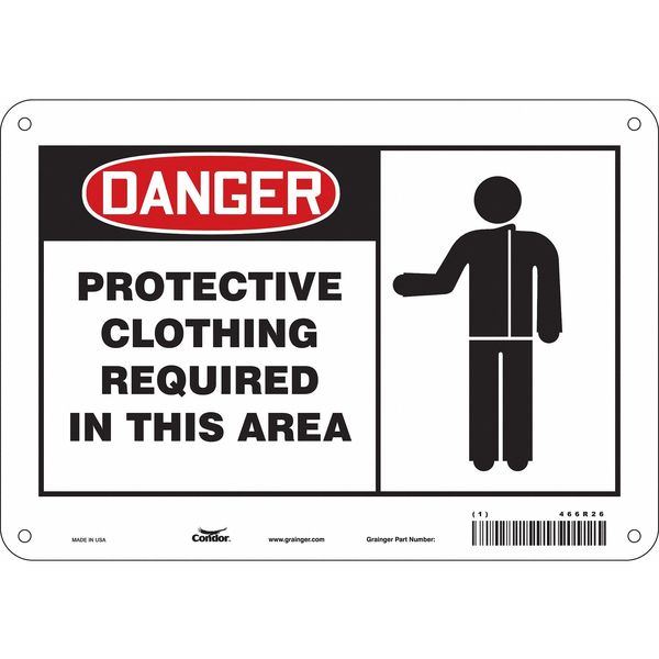 Safety Sign, 7 in Height, 10 in Width, Aluminum, Vertical Rectangle, English, 466R26