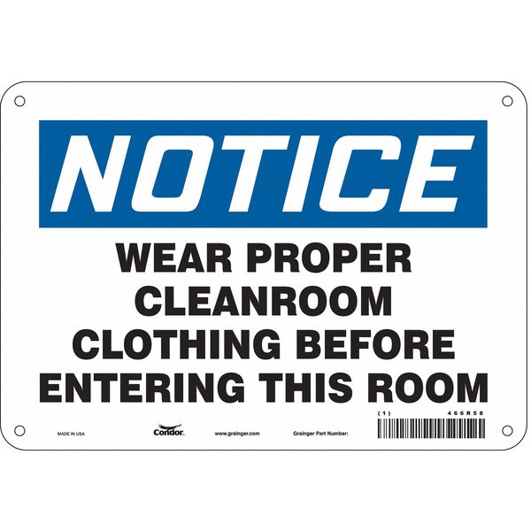 Safety Sign, 7 in Height, 10 in Width, Aluminum, Vertical Rectangle, English, 466R58