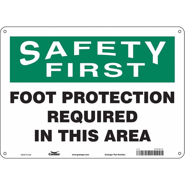 Safety Sign, 10 in Height, 14 in Width, Aluminum, Horizontal Rectangle, English, 466R65