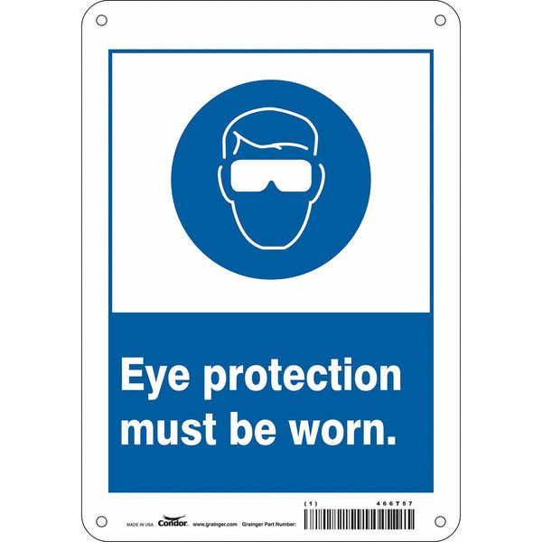 Safety Sign, 10 in Height, 7 in Width, Aluminum, Horizontal Rectangle, English, 466T57