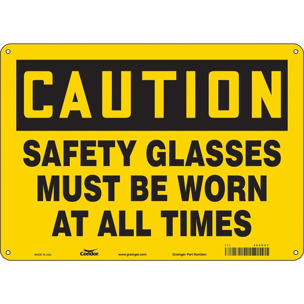 Safety Sign, 10 in Height, 14 in Width, Aluminum, Horizontal Rectangle, English, 466U93