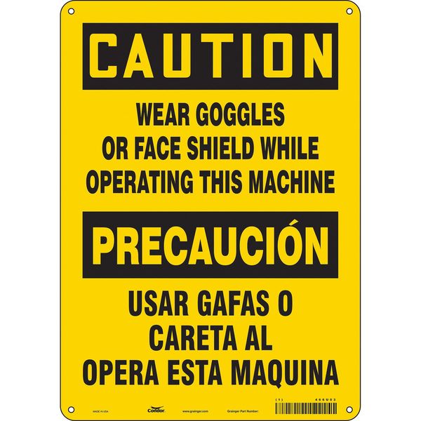 Safety Sign, 14 in Height, 10 in Width, Aluminum, Vertical Rectangle, English, Spanish, 466U03