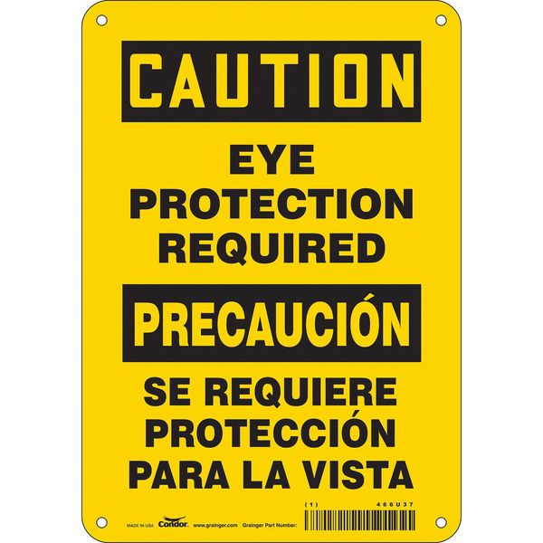 Safety Sign, 10 in Height, 7 in Width, Aluminum, Horizontal Rectangle, English, Spanish, 466U37