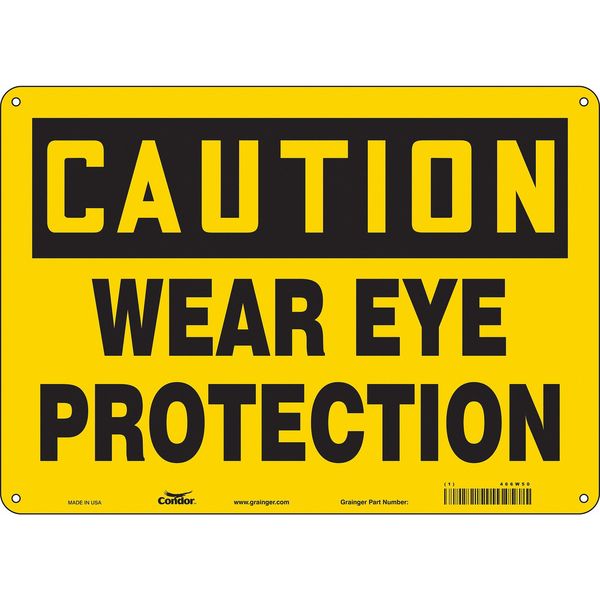 Safety Sign, 10 in Height, 14 in Width, Aluminum, Horizontal Rectangle, English, 466W50
