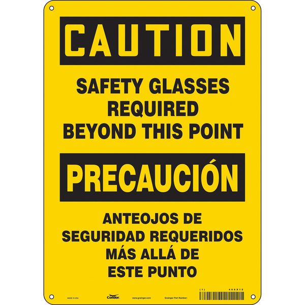 Safety Sign, 14 in Height, 10 in Width, Aluminum, Vertical Rectangle, English, Spanish, 466X12