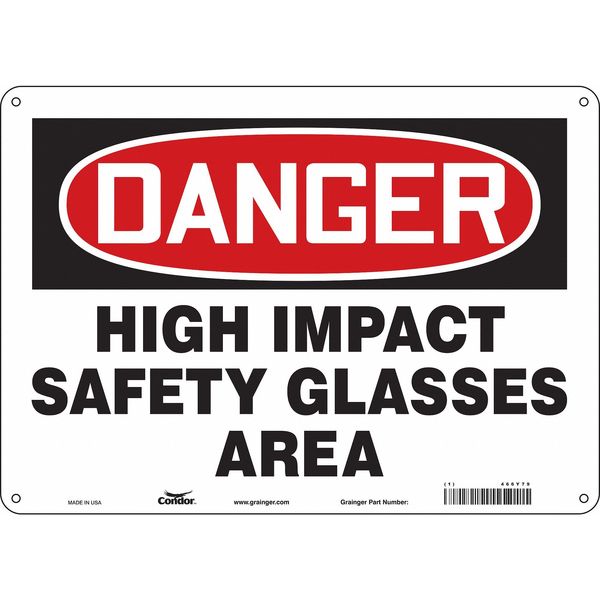 Safety Sign, 10 in Height, 14 in Width, Aluminum, Horizontal Rectangle, English, 466Y79