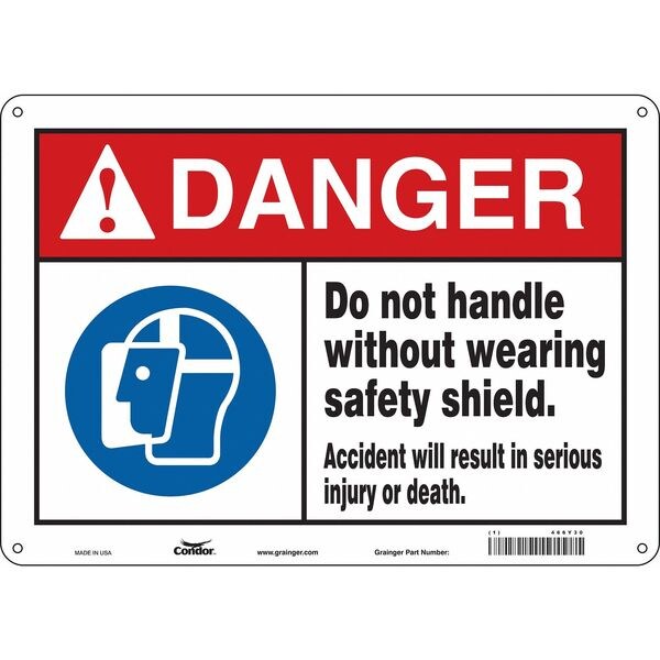 Safety Sign, 10 in Height, 14 in Width, Aluminum, Horizontal Rectangle, English, 466Y30