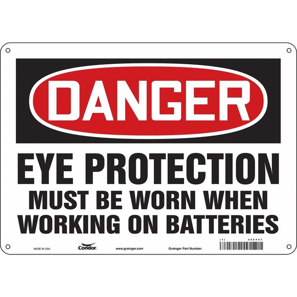 Safety Sign, 10 in Height, 14 in Width, Aluminum, Horizontal Rectangle, English, 466Y67