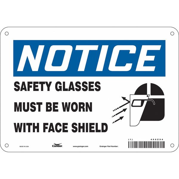 Safety Sign, 7 in Height, 10 in Width, Aluminum, Vertical Rectangle, English, 466Z94