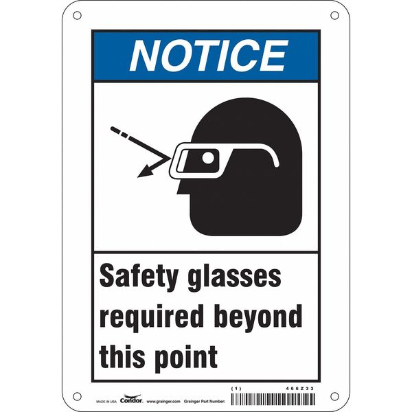 Safety Sign, 10 in Height, 7 in Width, Aluminum, Horizontal Rectangle, English, 466Z33