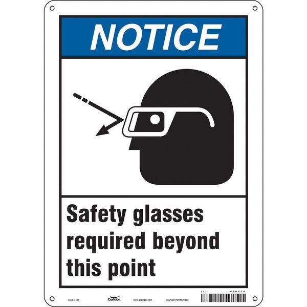 Safety Sign, 14 in Height, 10 in Width, Aluminum, Vertical Rectangle, English, 466Z34