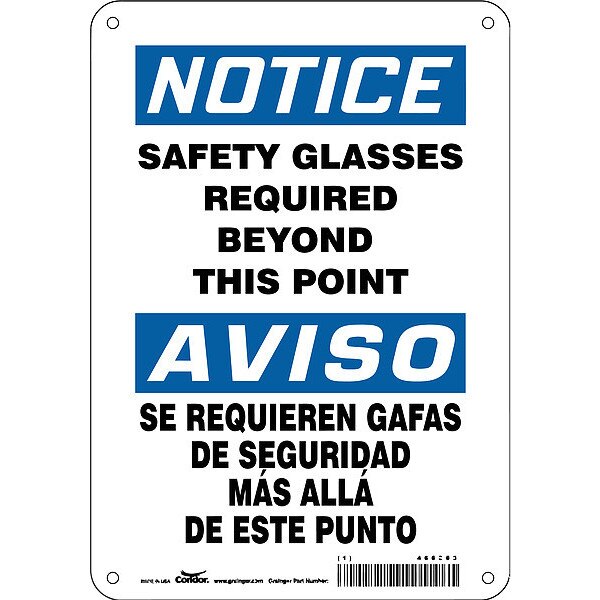 Safety Sign, 10 in Height, 7 in Width, Aluminum, Horizontal Rectangle, English, Spanish, 466Z63