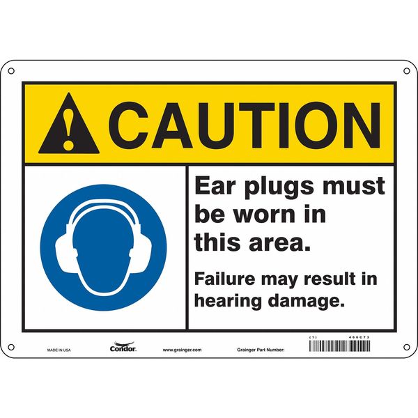 Safety Sign, 10 in Height, 14 in Width, Aluminum, Horizontal Rectangle, English, 466C73