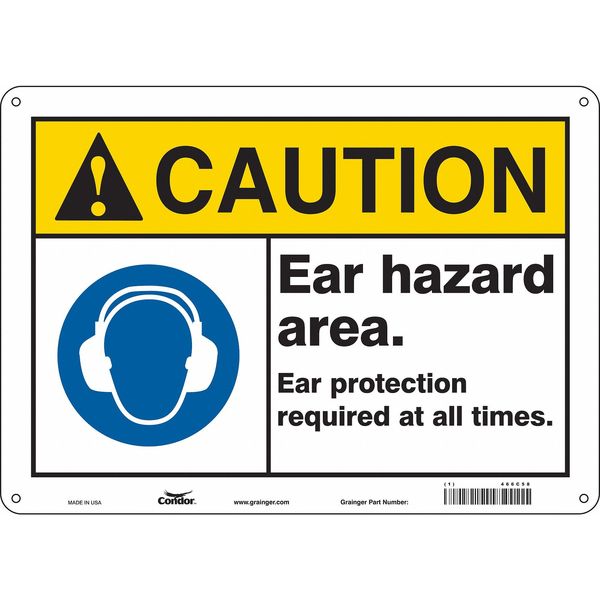Safety Sign, 10 in Height, 14 in Width, Aluminum, Horizontal Rectangle, English, 466C58