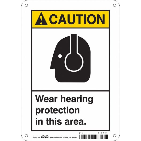 Safety Sign, 10 in Height, 7 in Width, Aluminum, Horizontal Rectangle, English, 466A91