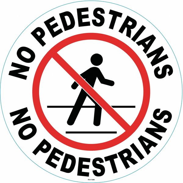 Anti-Slip Floor Sign, 17 in H, 17 in W, Vinyl, Circle, English, FS-17-606