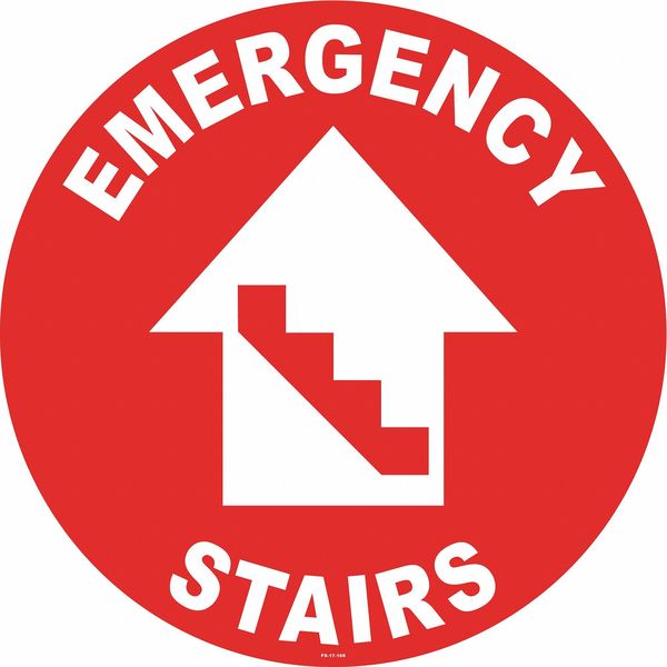Floor Sign, 17 in H, 17 in W, Vinyl, Circle, English, FS-17-168