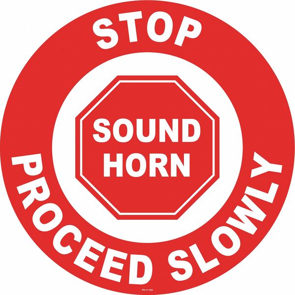 Floor Sign, 17 in H, 17 in W, Vinyl, Circle, English, FS-17-102