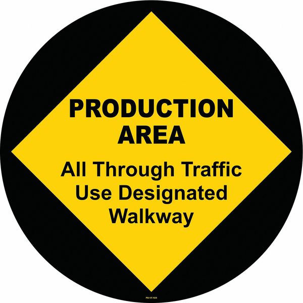 Floor Sign, 17 in H, 17 in W, Vinyl, Circle, English, FS-17-123