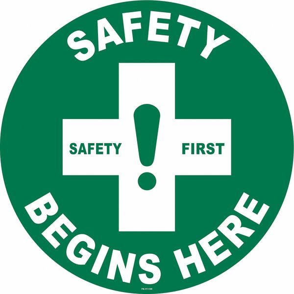 Anti-Slip Floor Sign, 17 in H, 17 in W, Vinyl, Circle, English, FS-17-130
