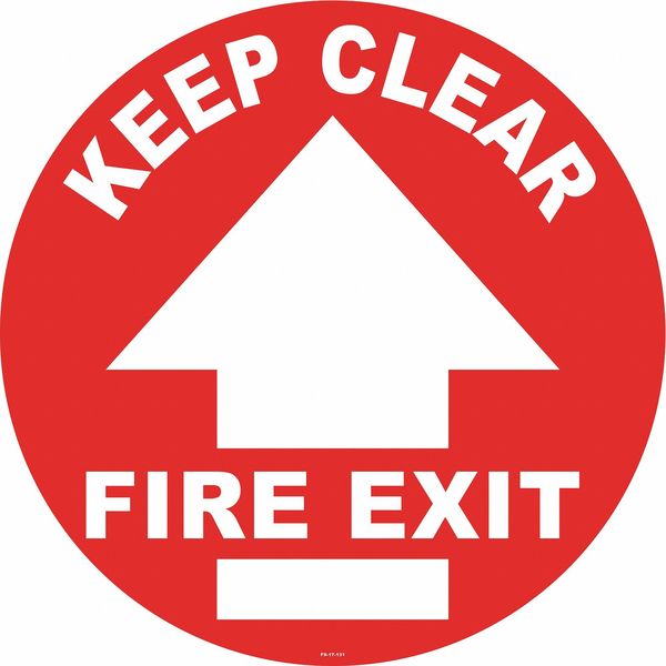 Floor Sign, 17 in H, 17 in W, Vinyl, Circle, English, FS-17-131