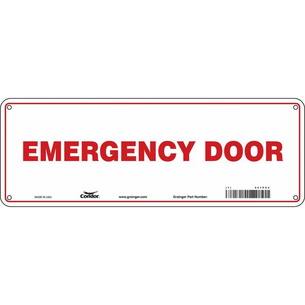 Safety Sign Emergency Exit, 5 in Height, 14 in Width, Polyethylene, Vertical Rectangle, English