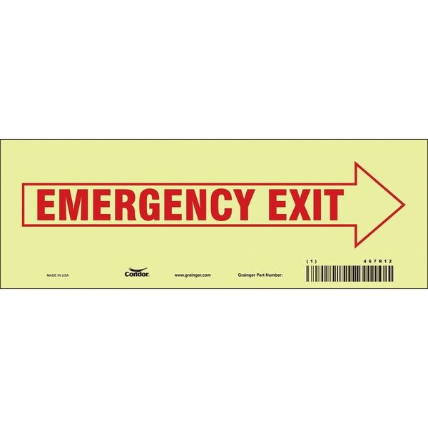 Safety Sign, 3 1/2 in x 10 in, Glow Vinyl