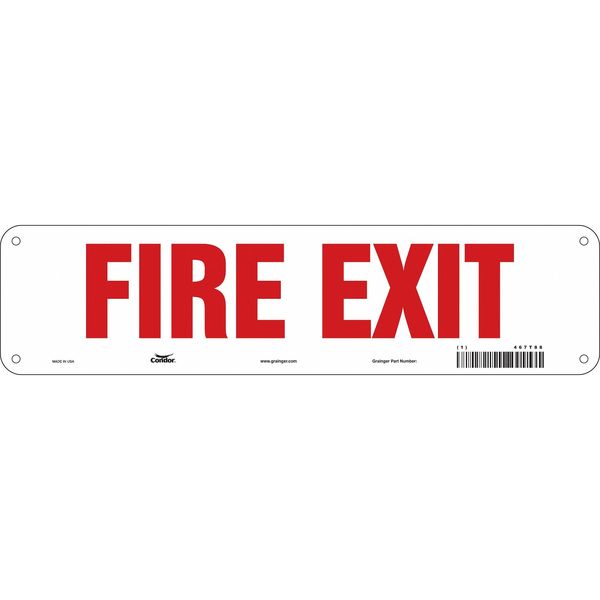 Safety Sign Emergency Exit, 3 1/2 in Height, 14 in Width, Aluminum, Vertical Rectangle, English