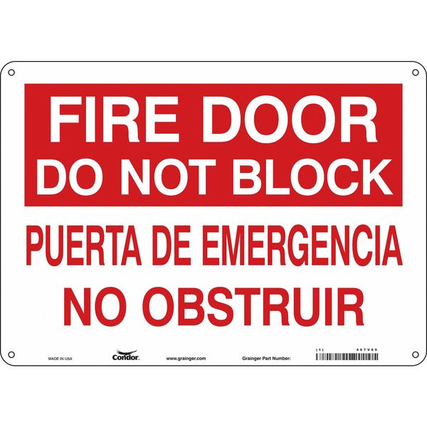 Safety Sign Emergency Exit, 10 in Height, 14 in Width, Aluminum, Horizontal Rectangle