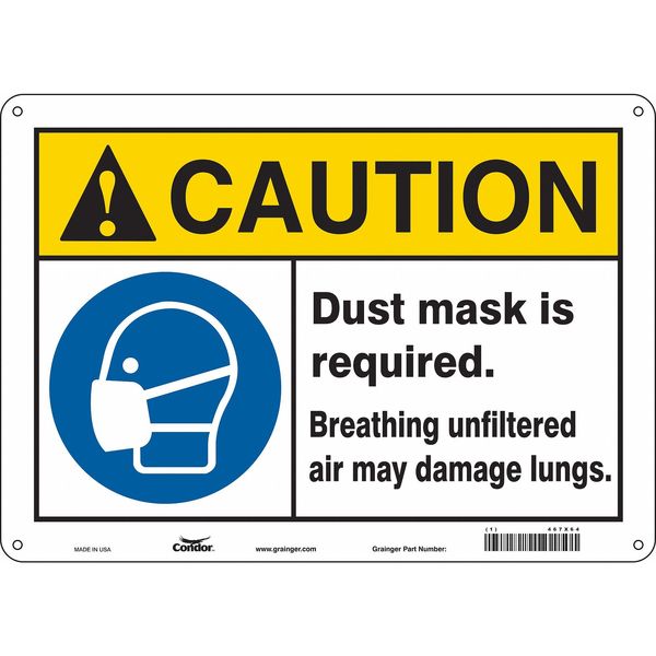 Safety Sign, 10 in Height, 14 in Width, Aluminum, Horizontal Rectangle, English, 467X64