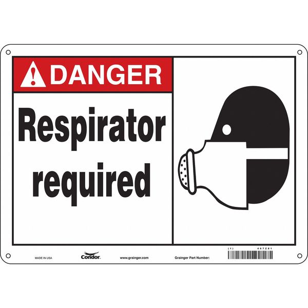 Safety Sign, 10 in Height, 14 in Width, Polyethylene, Horizontal Rectangle, English, 467Z81