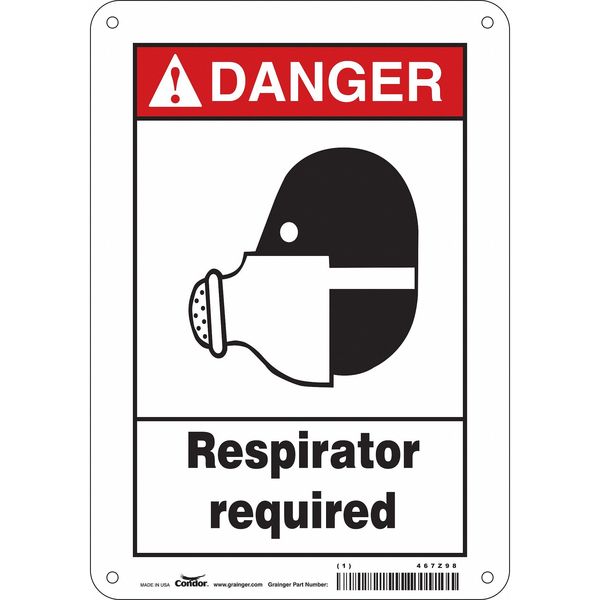 Safety Sign, 10 in Height, 7 in Width, Aluminum, Horizontal Rectangle, English, 467Z98