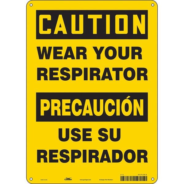 Safety Sign, 14 in Height, 10 in Width, Aluminum, Vertical Rectangle, English, Spanish, 467Z02