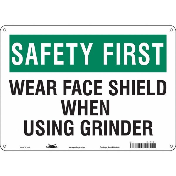 Safety Sign, 10 in Height, 14 in Width, Aluminum, Horizontal Rectangle, English, 467C31