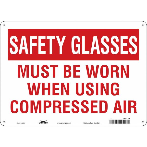 Safety Sign, 10 in Height, 14 in Width, Aluminum, Horizontal Rectangle, English, 467A98