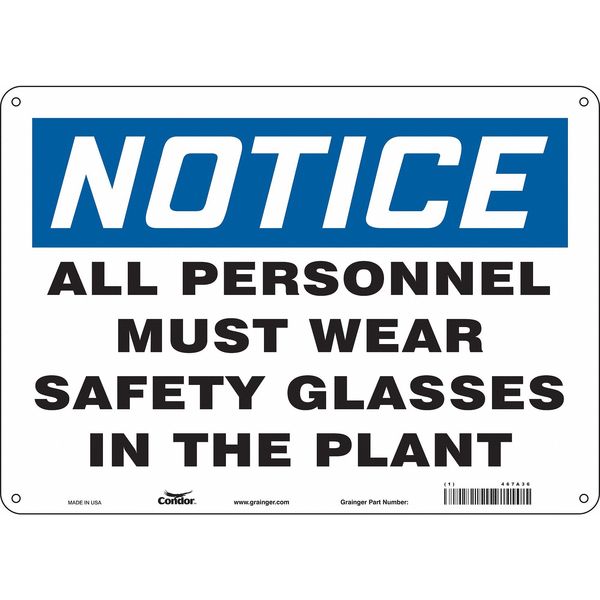 Safety Sign, 10 in Height, 14 in Width, Aluminum, Horizontal Rectangle, English, 467A36