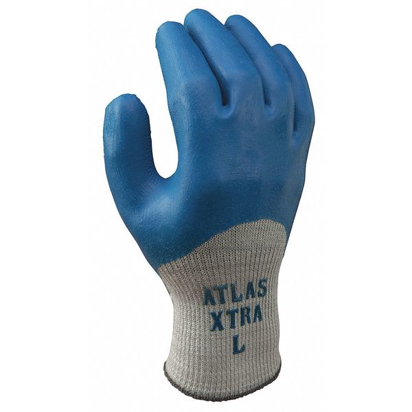 Natural Rubber Latex Coated Gloves, 3/4 Dip Coverage, Blue/Gray, S, PR
